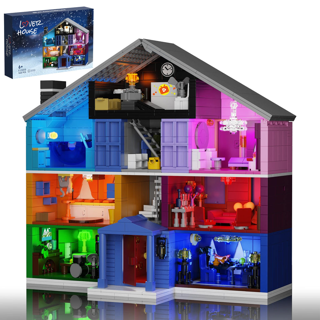 BuildMOC Lover House Building Block Set Mystery Lodge Pink Palace Model Toys Christmas Valentine's Day Gift (1426 PCS)