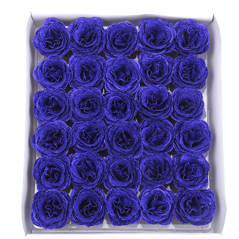 10/20/30/50pcs 7cm Valentine Rose head Glitter artificial flower roses for wife mother gift Wedding birthday DIY refined bouquet