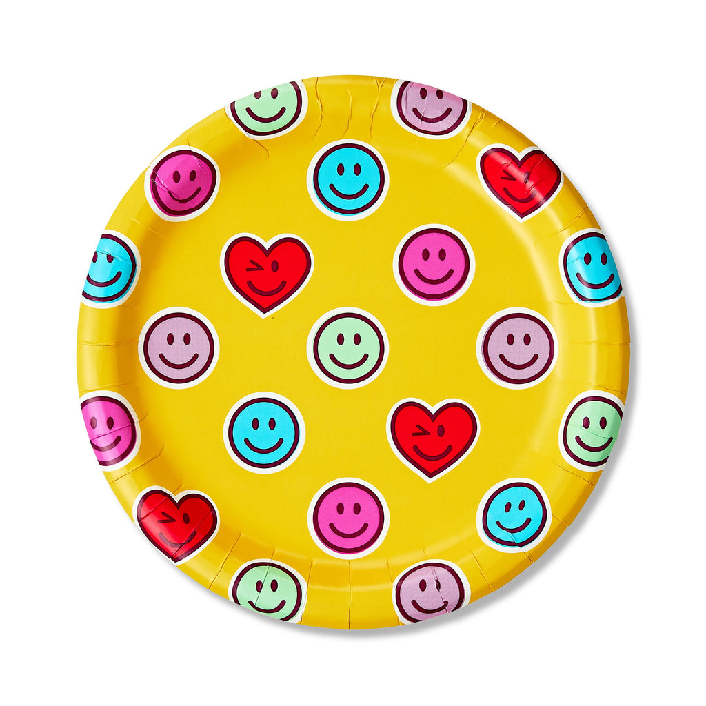 Valentine's Day Smiley Face Disposable Paper Plates, Multicolor, 8.75 in, 20 Count, by Way To Celebrate