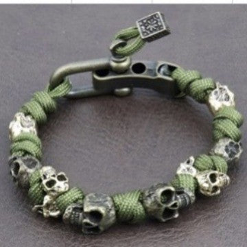 Halloween Jewelry Skull Premium Paracord Bracelet Stylish Skull Premium Paracord Bracelet Men's Handmade Punk Hiphop Woven Bracelet Creative