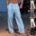Casual Wide-Leg Straight Pants With Pockets Fashion Drawstring Trousers For Men Clothing