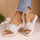 Plus Size Rhinestone Platform Slippers Casual Round Toe Canvas Sandals - Luxeventshub