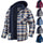 Men's Plaid Hooded Coat Winter Warm Button Zip-up Jacket Fashion Casual Thick Padded Long Sleeves Outerwear Clothing