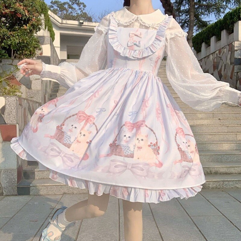 cats tea party dress Cat Fairy Tea Party Pink Princess JSK Hime Lolita Dress